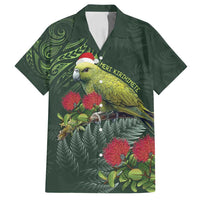 Meri Kirihimete Kakapo Family Matching Tank Maxi Dress and Hawaiian Shirt Green Silver Fern Christmas Vibe LT9 Dad's Shirt - Short Sleeve Green - Polynesian Pride