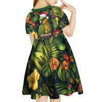 Meri Kirihimete Kakapo Kid Short Sleeve Dress New Zealand Christmas with Tropical Vibe