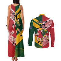 Australia-Tonga Rugby Pacific Custom Couples Matching Tank Maxi Dress and Long Sleeve Button Shirt The Kangaroos and Mate Ma'a Tonga