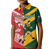 Australia-Tonga Rugby Pacific Custom Kid Polo Shirt The Kangaroos and Mate Ma'a Tonga LT9 Kid Red-Green - Polynesian Pride