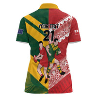 Australia-Tonga Rugby Pacific Custom Women Polo Shirt The Kangaroos and Mate Ma'a Tonga LT9 - Polynesian Pride