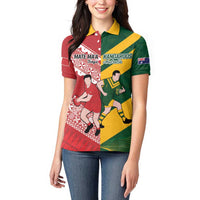 Australia-Tonga Rugby Pacific Custom Women Polo Shirt The Kangaroos and Mate Ma'a Tonga LT9 - Polynesian Pride