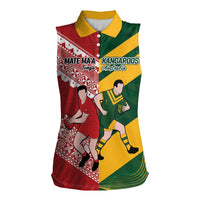 Australia-Tonga Rugby Pacific Custom Women Sleeveless Polo Shirt The Kangaroos and Mate Ma'a Tonga LT9 Female Red-Green - Polynesian Pride