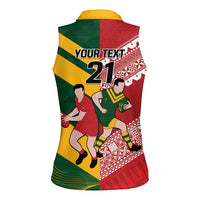 Australia-Tonga Rugby Pacific Custom Women Sleeveless Polo Shirt The Kangaroos and Mate Ma'a Tonga LT9 - Polynesian Pride