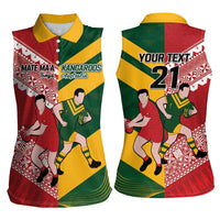 Australia-Tonga Rugby Pacific Custom Women Sleeveless Polo Shirt The Kangaroos and Mate Ma'a Tonga LT9 - Polynesian Pride