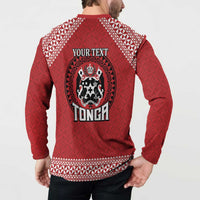 Tonga Rugby XIII Custom Button Sweatshirt Mate Ma'a Tonga with Ngatu Pattern