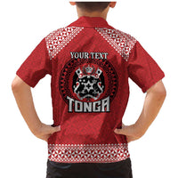 Tonga Rugby XIII Custom Family Matching Mermaid Dress and Hawaiian Shirt Mate Ma'a Tonga with Ngatu Pattern