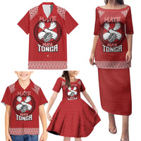 Tonga Rugby XIII Custom Family Matching Puletasi and Hawaiian Shirt Mate Ma'a Tonga with Ngatu Pattern LT9 - Polynesian Pride