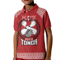 Tonga Rugby XIII Custom Kid Polo Shirt Mate Ma'a Tonga with Ngatu Pattern LT9 Kid Red - Polynesian Pride
