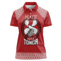 Tonga Rugby XIII Custom Women Polo Shirt Mate Ma'a Tonga with Ngatu Pattern LT9 Female Red - Polynesian Pride