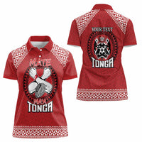 Tonga Rugby XIII Custom Women Polo Shirt Mate Ma'a Tonga with Ngatu Pattern LT9 - Polynesian Pride