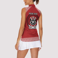 Tonga Rugby XIII Custom Women Sleeveless Polo Shirt Mate Ma'a Tonga with Ngatu Pattern LT9 - Polynesian Pride
