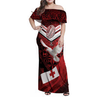 Custom Tonga XIII Rugby Tribal Tattoo Family Matching Off Shoulder Maxi Dress and Hawaiian Shirt Mate Ma'a Tonga Kupesi Ngatu Grunge Style
