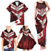 Custom Tonga XIII Rugby Tribal Tattoo Family Matching Tank Maxi Dress and Hawaiian Shirt Mate Ma'a Tonga Kupesi Ngatu Grunge Style