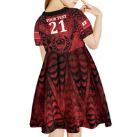 Custom Tonga XIII Rugby Tribal Tattoo Kid Short Sleeve Dress Mate Ma'a Tonga Kupesi Ngatu Grunge Style
