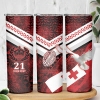 Custom Tonga XIII Rugby Tribal Tattoo Skinny Tumbler Mate Ma'a Tonga Kupesi Ngatu Grunge Style