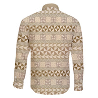 Pasifika Sataoa Pattern Simple Motif Family Matching Mermaid Dress and Hawaiian Shirt Beige Tan LT9 - Polynesian Pride