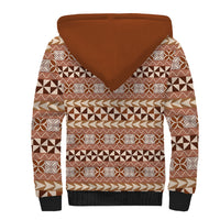 Pasifika Sataoa Pattern Simple Motif Sherpa Hoodie Brown Beige Tan LT9 - Polynesian Pride