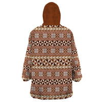 Pasifika Sataoa Pattern Simple Motif Wearable Blanket Hoodie Brown Beige Tan LT9 - Polynesian Pride