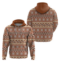 Pasifika Sataoa Pattern Simple Motif Zip Hoodie Brown Beige Tan LT9 - Polynesian Pride