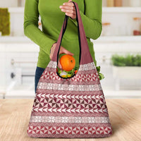 Pasifika Sataoa Pattern Simple Motif Grocery Bag Cherry