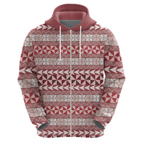 Pasifika Sataoa Pattern Simple Motif Zip Hoodie Cherry LT9 - Polynesian Pride