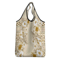 Pasifika Sataoa Pattern Plumeria Vintage Grocery Bag Beige Tan