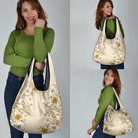 Pasifika Sataoa Pattern Plumeria Vintage Grocery Bag Beige Tan