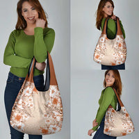 Pasifika Sataoa Pattern Plumeria Vintage Grocery Bag Brown Beige Tan