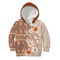 Pasifika Sataoa Pattern Plumeria Vintage Kid Hoodie Brown Beige Tan LT9 Hoodie Brown - Polynesian Pride