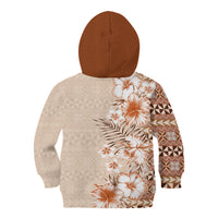 Pasifika Sataoa Pattern Plumeria Vintage Kid Hoodie Brown Beige Tan LT9 - Polynesian Pride