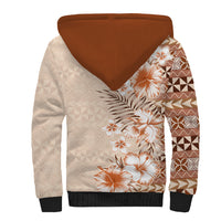 Pasifika Sataoa Pattern Plumeria Vintage Sherpa Hoodie Brown Beige Tan LT9 - Polynesian Pride