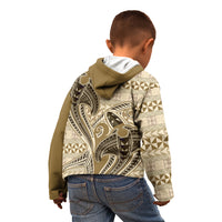 Vintage Hammerhead Shark Valentine Day Kid Hoodie Pasifika Sataoa Pattern - Beige Tan LT9 - Polynesian Pride