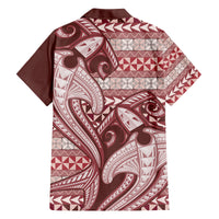 Vintage Hammerhead Shark Valentine Day Family Matching Summer Maxi Dress and Hawaiian Shirt Pasifika Sataoa Pattern - Cherry LT9 - Polynesian Pride