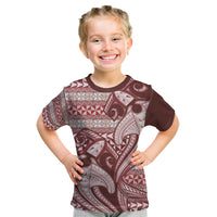 Vintage Hammerhead Shark Valentine Day Kid T Shirt Pasifika Sataoa Pattern - Cherry LT9 Cherry - Polynesian Pride