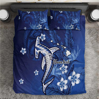 Personalized Hawaiian Maori Hammerhead Shark Bedding Set Polu Plumeria - Polynesian Pride