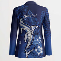 Personalized Hawaiian Maori Hammerhead Shark Blazer Polu Plumeria - Polynesian Pride