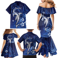 Personalized Hawaiian Maori Hammerhead Shark Family Matching Mermaid Dress and Hawaiian Shirt Polu Plumeria