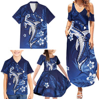 Personalized Hawaiian Maori Hammerhead Shark Family Matching Summer Maxi Dress and Hawaiian Shirt Polu Plumeria