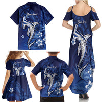 Personalized Hawaiian Maori Hammerhead Shark Family Matching Summer Maxi Dress and Hawaiian Shirt Polu Plumeria