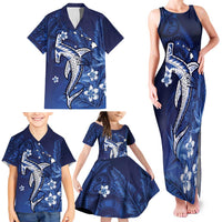 Personalized Hawaiian Maori Hammerhead Shark Family Matching Tank Maxi Dress and Hawaiian Shirt Polu Plumeria