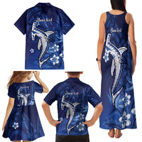 Personalized Hawaiian Maori Hammerhead Shark Family Matching Tank Maxi Dress and Hawaiian Shirt Polu Plumeria