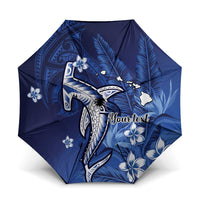 Personalized Hawaiian Maori Hammerhead Shark Umbrella Polu Plumeria - Polynesian Pride