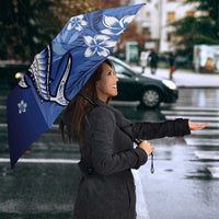 Personalized Hawaiian Maori Hammerhead Shark Umbrella Polu Plumeria - Polynesian Pride