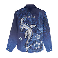 Personalized Hawaiian Maori Hammerhead Shark Women Casual Shirt Polu Plumeria LT9 - Polynesian Pride