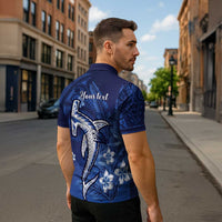 Personalized Hawaiian Maori Hammerhead Shark Zipper Polo Shirt Polu Plumeria - Polynesian Pride