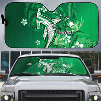Personalized Hawaiian Maori Hammerhead Shark Auto Sun Shade Omaomao Plumeria - Polynesian Pride