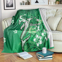 Personalized Hawaiian Maori Hammerhead Shark Blanket Omaomao Plumeria - Polynesian Pride