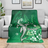 Personalized Hawaiian Maori Hammerhead Shark Blanket Omaomao Plumeria - Polynesian Pride