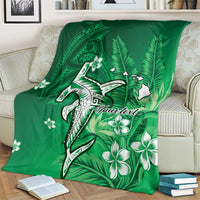 Personalized Hawaiian Maori Hammerhead Shark Blanket Omaomao Plumeria - Polynesian Pride